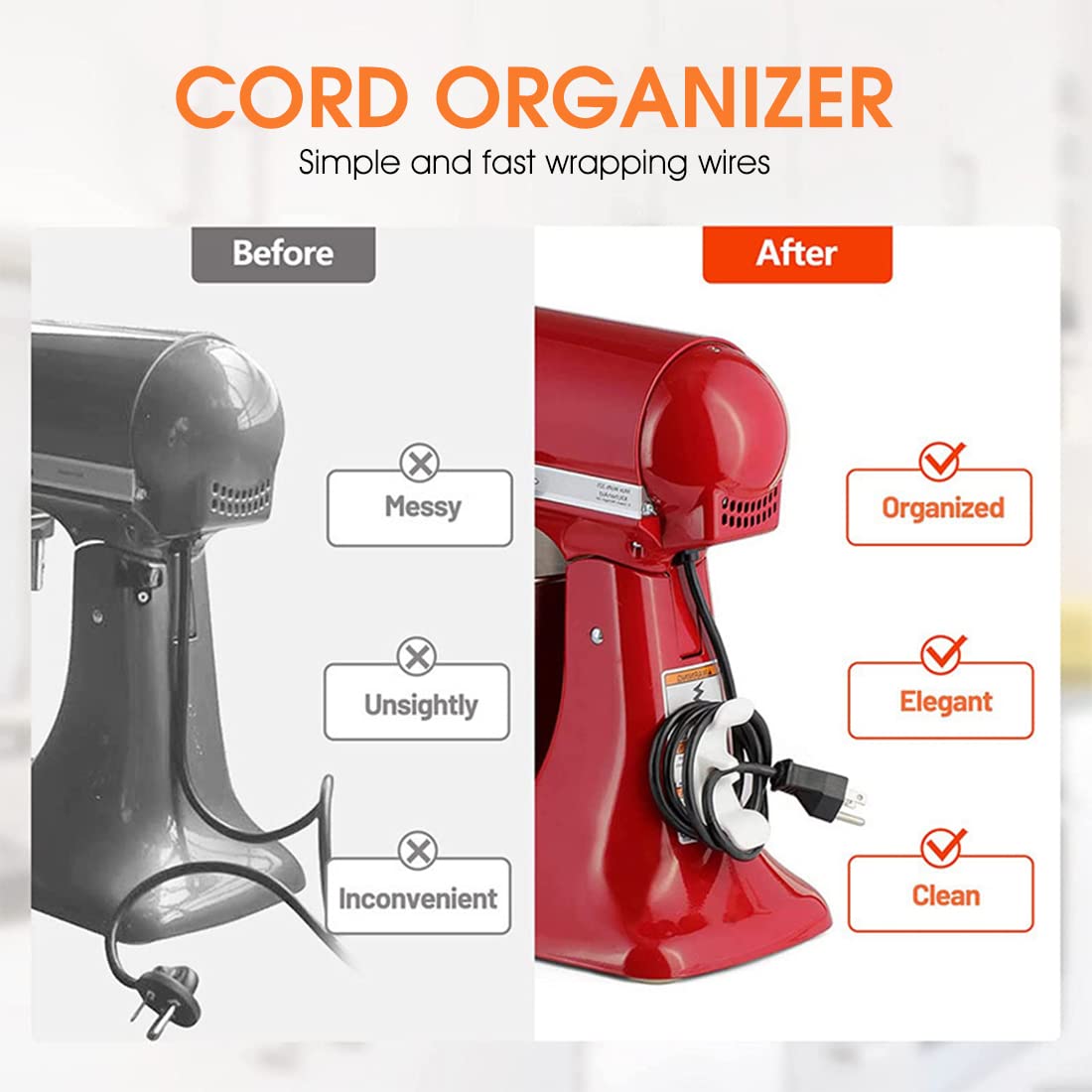 HASTHIP® Cord Organizer for Home Appliance, 2Pcs Self-adhesive Cord Holder Cable Organizer for Home Appliances, Mixer, Blender, Coffee Maker, Pressure Cooker and Air Fryer HASTHIP® Cord Organizer for Home Appliance, 2Pcs Self-adhesive Cord Holder Cable Organizer for Home Appliances, Mixer, Blender, Coffee Maker, Pressure Cooker and Air Fryer